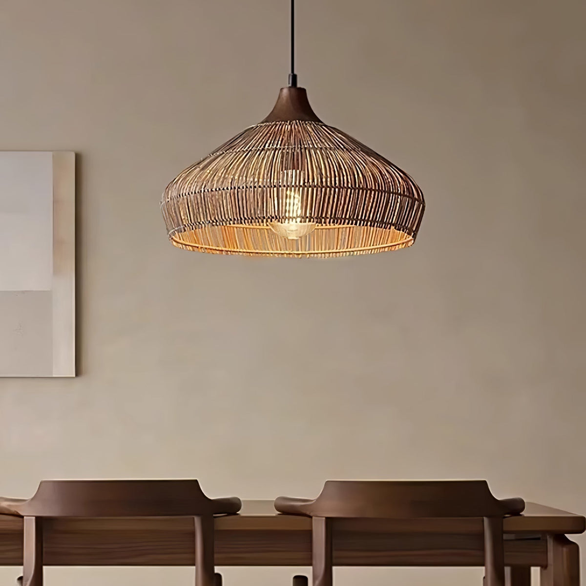 Woven Rattan Pendant Light Fixture for Ambient Indoor Lighting