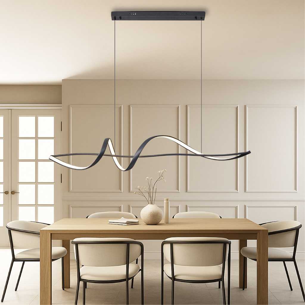 Modern Wave LED Pendant Light for Warm Ambient Illumination
