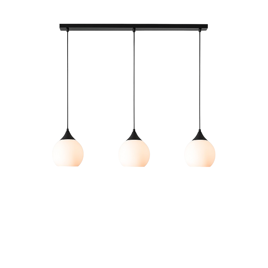 Modern Three Light Glass Pendant Lamp for Dining Table or Kitchen Island