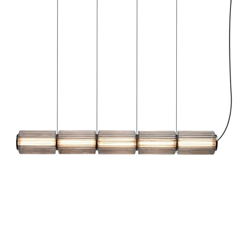 Cylinder Glass Pendant Lamp Adjustable Iron Lighting Fixture for Dining Room, Kitchen, or Bar