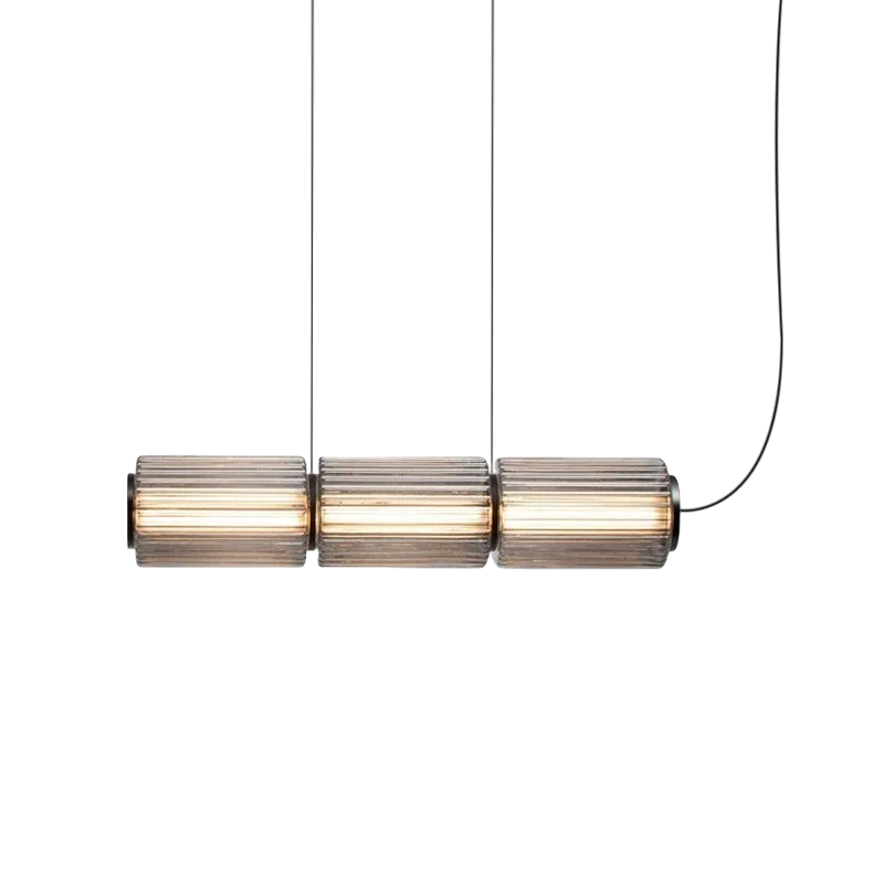 Cylinder Glass Pendant Lamp Adjustable Iron Lighting Fixture for Dining Room, Kitchen, or Bar