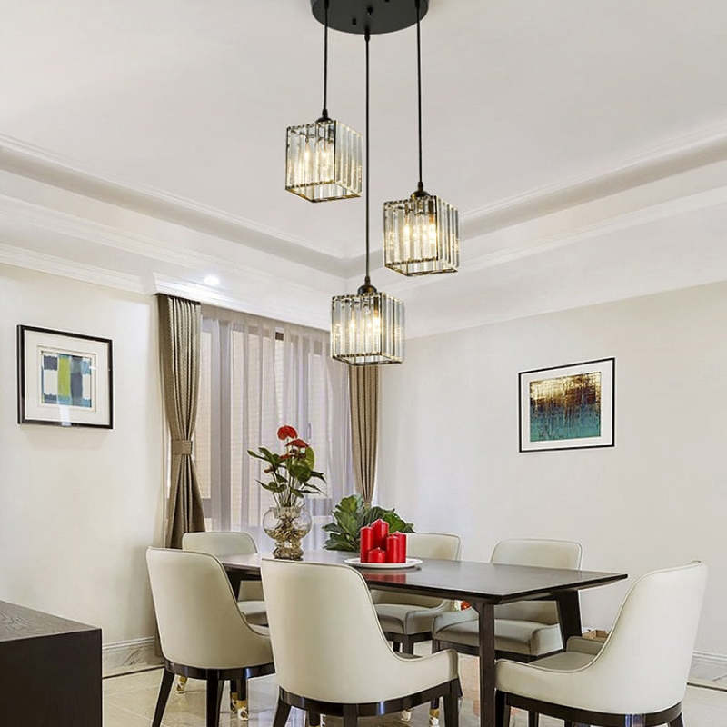 Cluster Pendant Light with Ribbed Cylindrical Glass Shades for Dining Areas