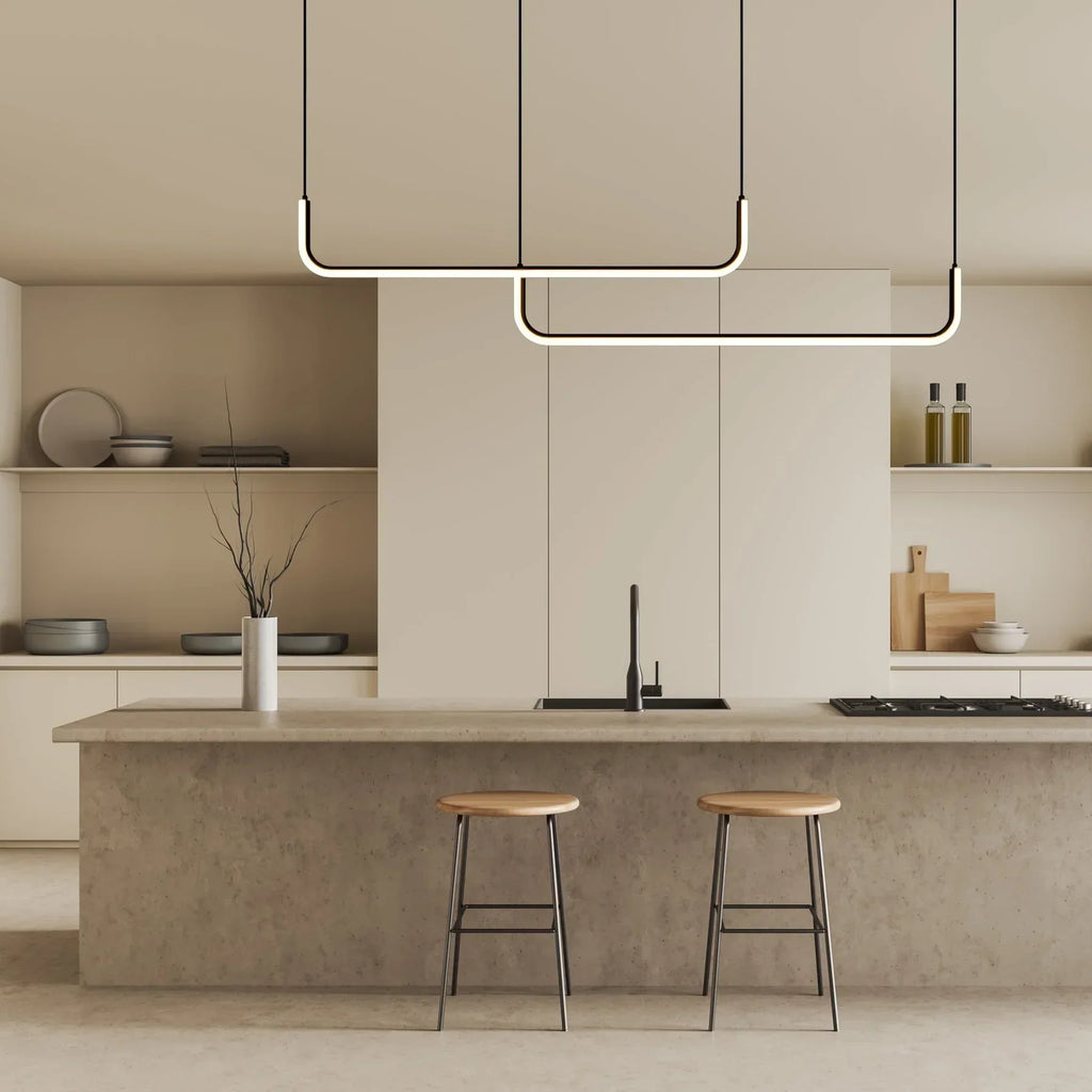 Modern U Shaped LED Pendant Light for Kitchen Island Task Lighting