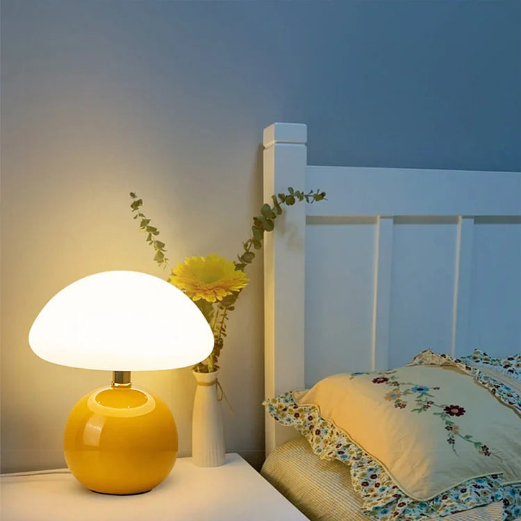 Retro Mushroom Table Lamp for Warm Bedside and Reading Illumination