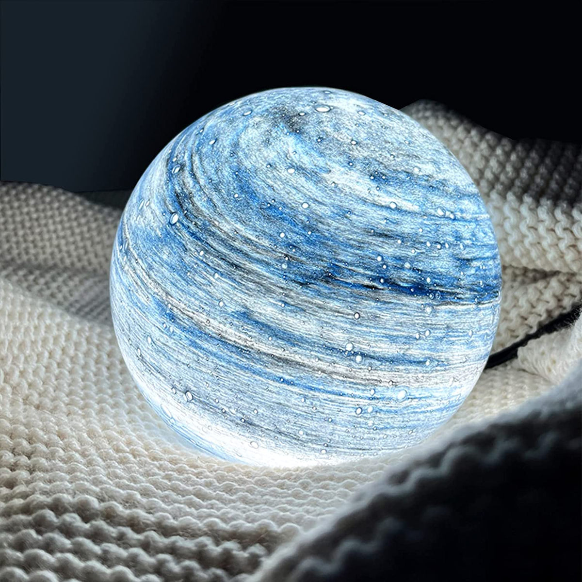 Glass Look Sphere LED Table Lamp With Swirl Pattern for Ambient Lighting