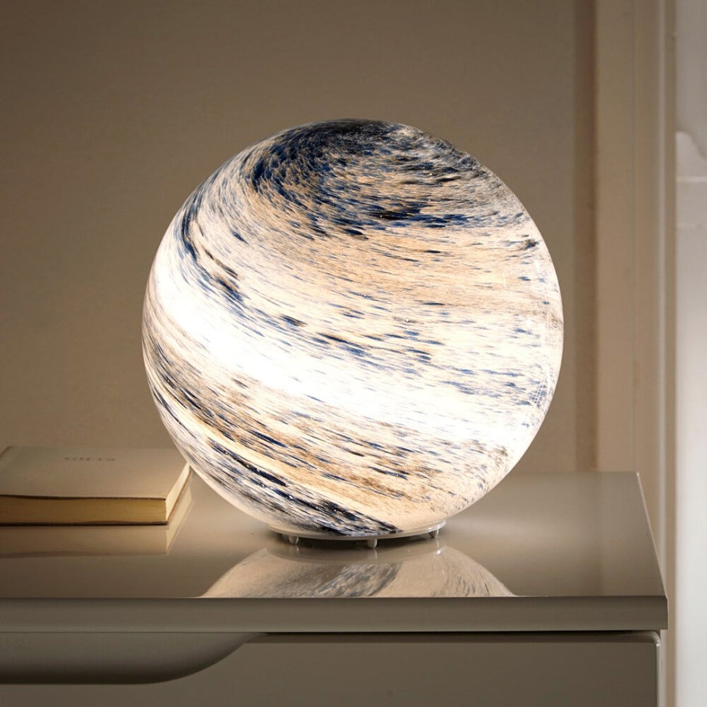 Glass Look Sphere LED Table Lamp With Swirl Pattern for Ambient Lighting