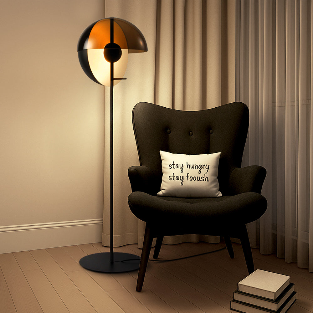 Smokey Glass Floor Lamp With Metal Frame For Ambient Lighting