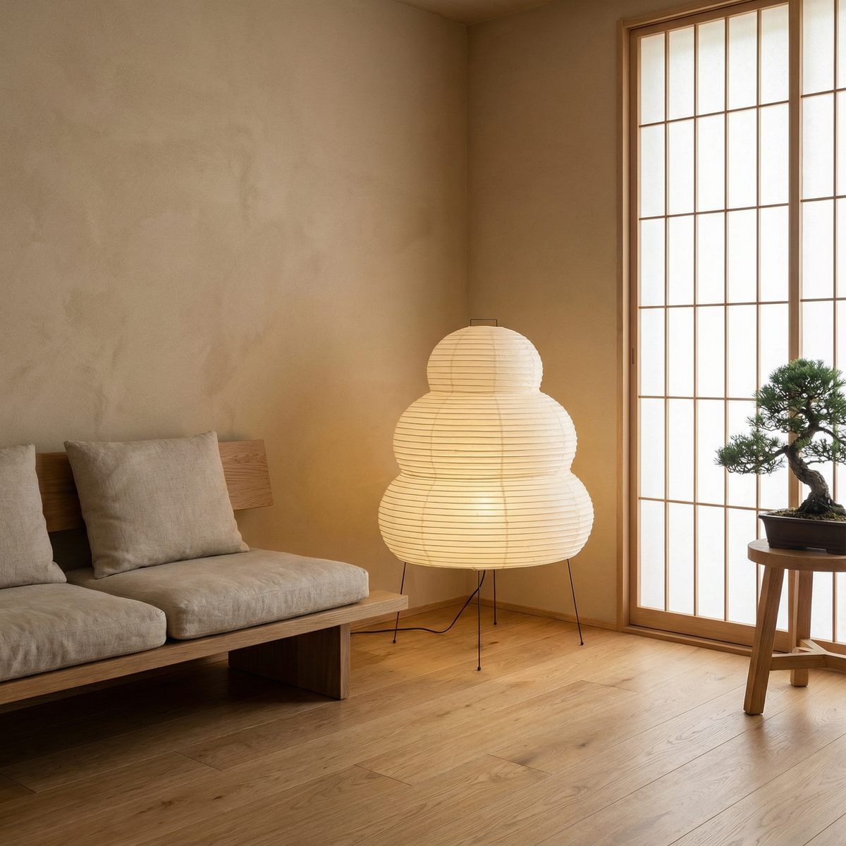 Japanese Rice Paper Floor Lamp for Ambient Lighting