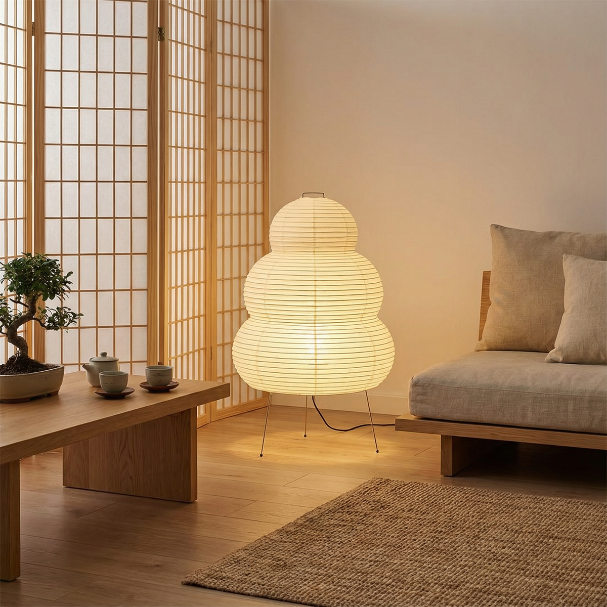Japanese Rice Paper Floor Lamp for Ambient Lighting