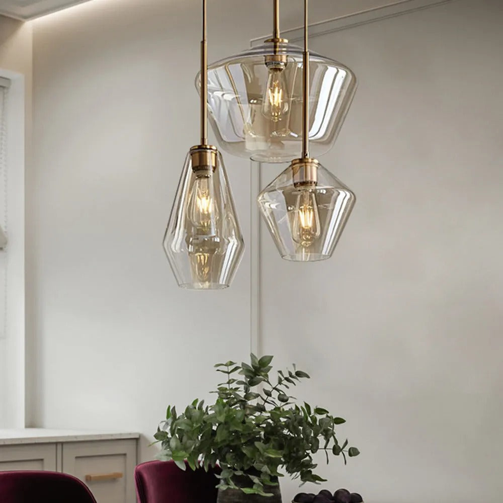 Prism Faceted Crystal Glass Pendant Light for Ambient Lighting