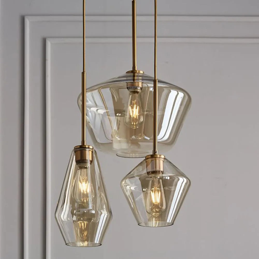 Prism Faceted Crystal Glass Pendant Light for Ambient Lighting