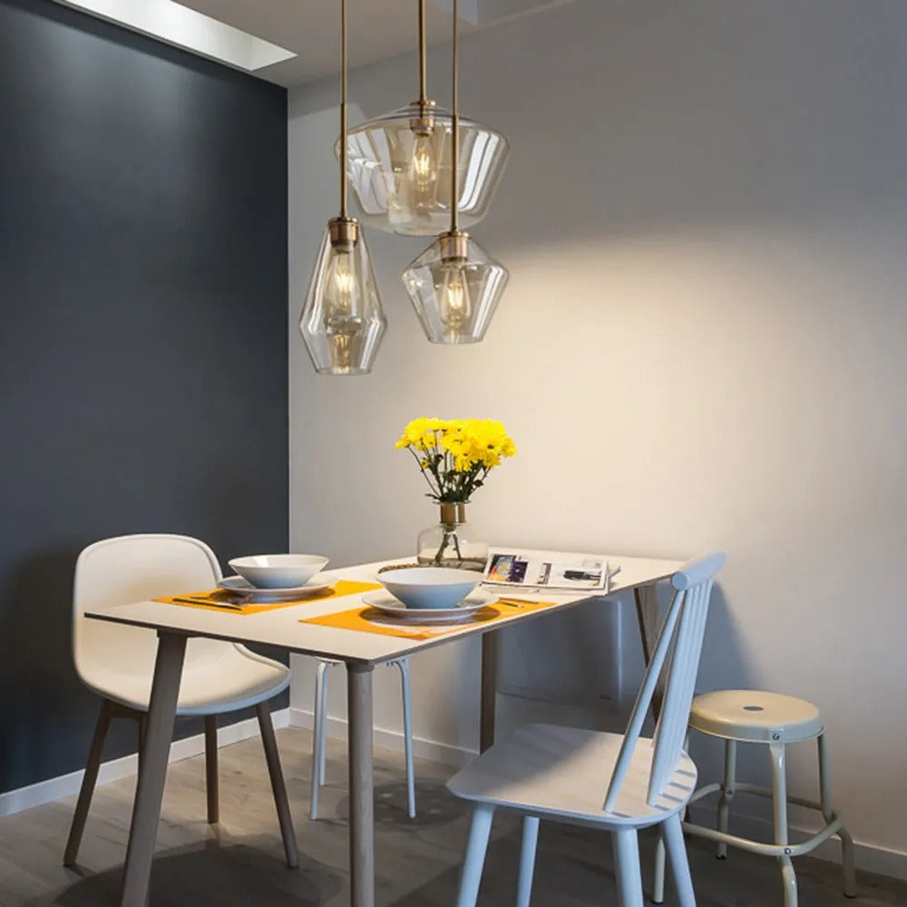 Prism Faceted Crystal Glass Pendant Light for Ambient Lighting