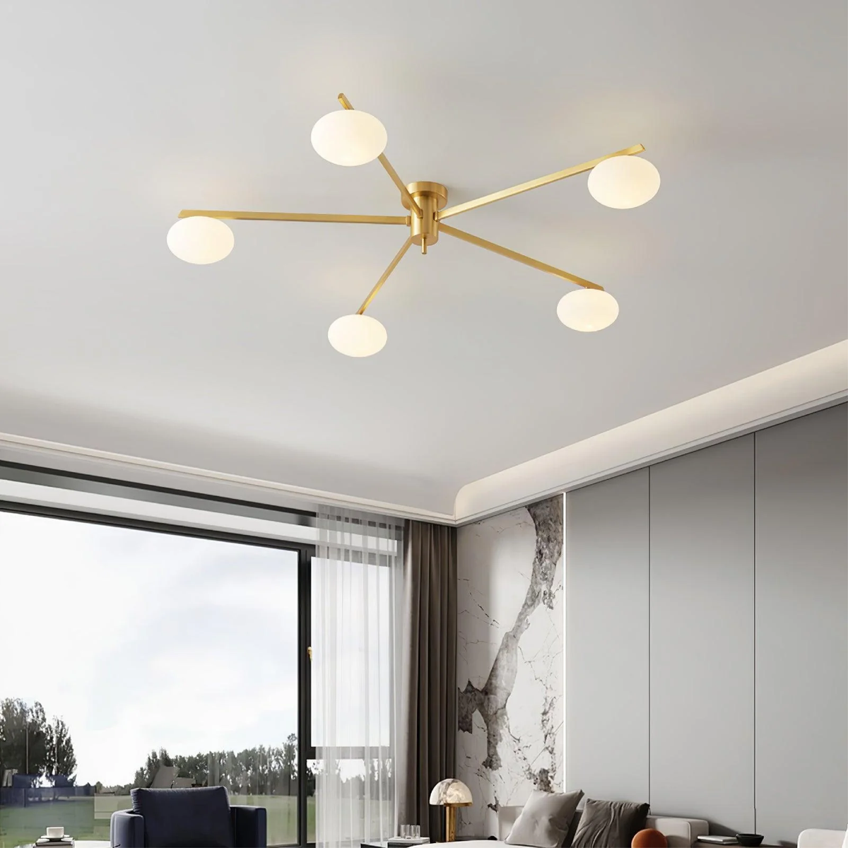 Modern Multi Arm Ceiling Light for Ambient Room Illumination