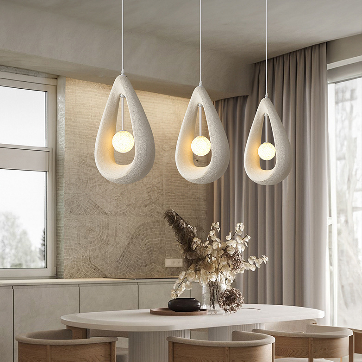 Japandi Oval Pendant Light Metal And Acrylic Ambient Ceiling Lamp
