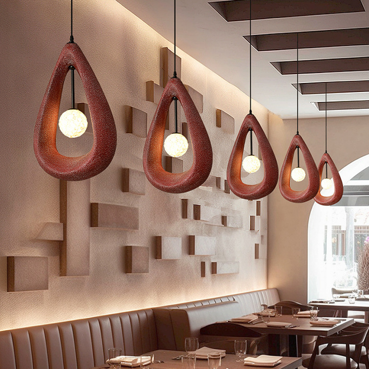 Japandi Oval Pendant Light Metal And Acrylic Ambient Ceiling Lamp