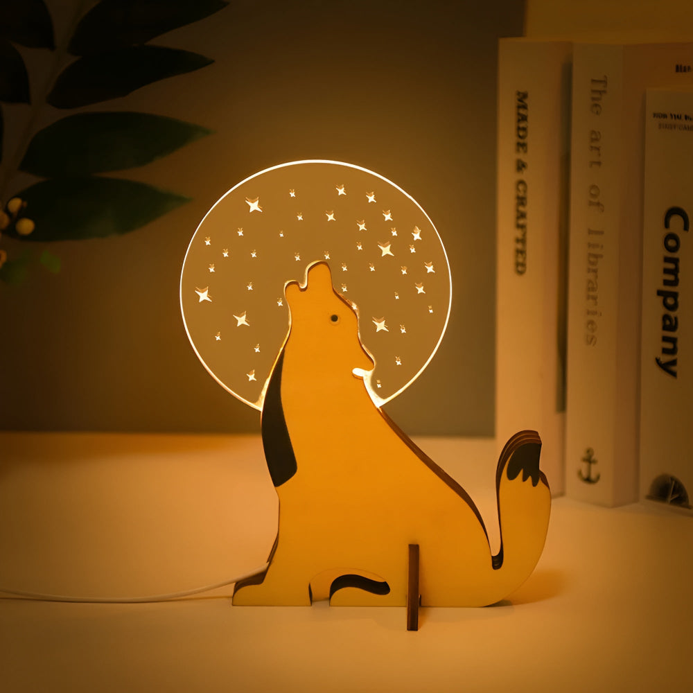 Nordic Wooden Animal LED Table Lamp for Ambient Lighting