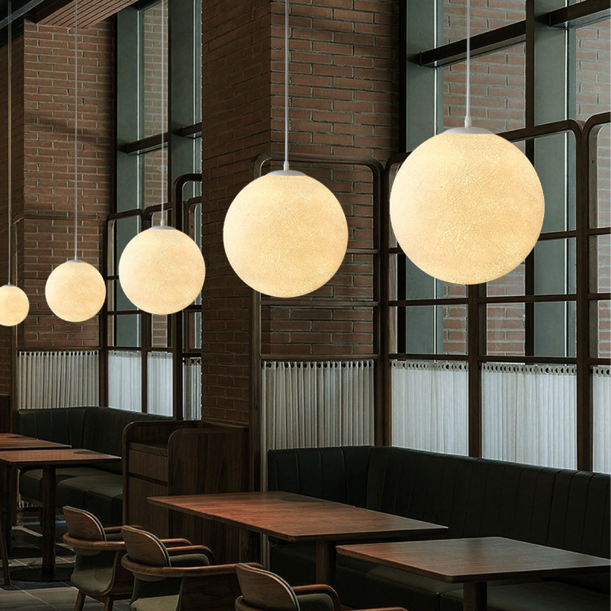 Lunar Glow Moon Pendant Light for Ambient Indoor Lighting with Textured Resin Shade