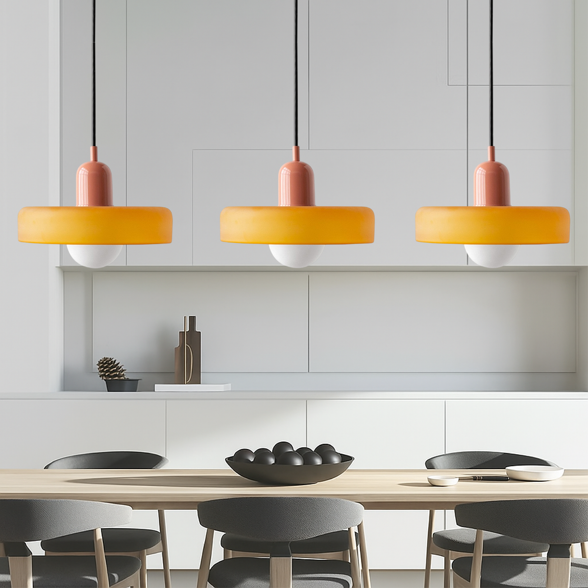 Bauhaus Triple Glass Pendant Light Adjustable Three Shade Ceiling Fixture