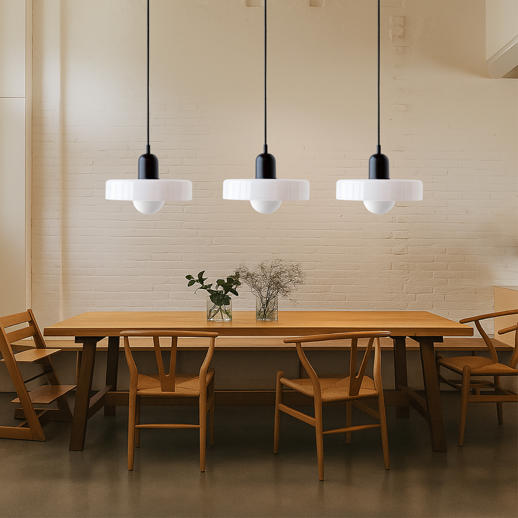 Bauhaus Triple Glass Pendant Light Adjustable Three Shade Ceiling Fixture