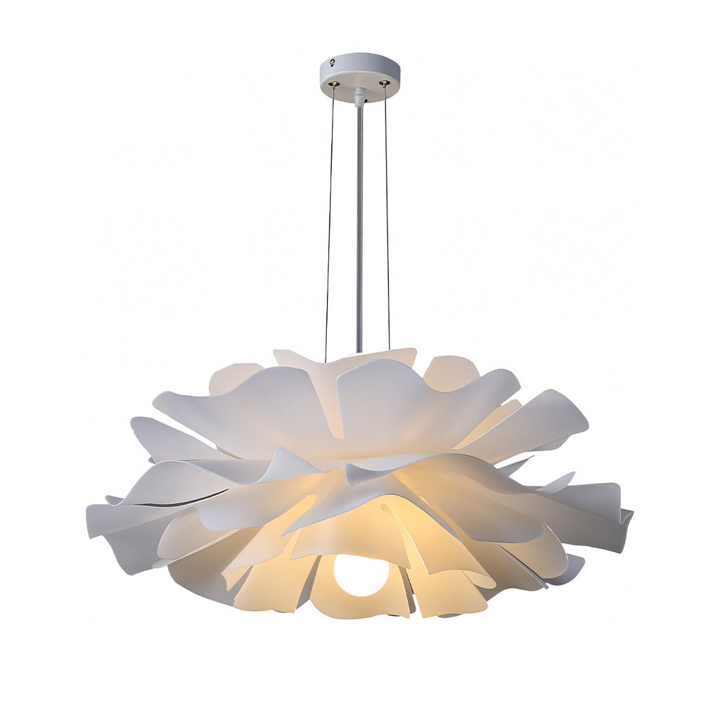 White Metal Flower Pendant Light With Acrylic Shade For Soft Illumination