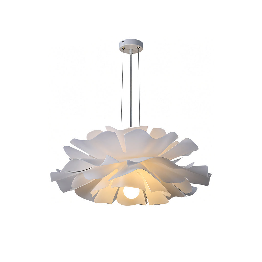 White Metal Flower Pendant Light With Acrylic Shade For Soft Illumination