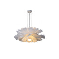 White Metal Flower Pendant Light With Acrylic Shade For Soft Illumination