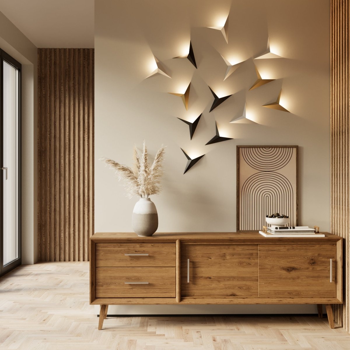 Minimalist Metal Wall Light Three Point Star Design for Indoor Illumination