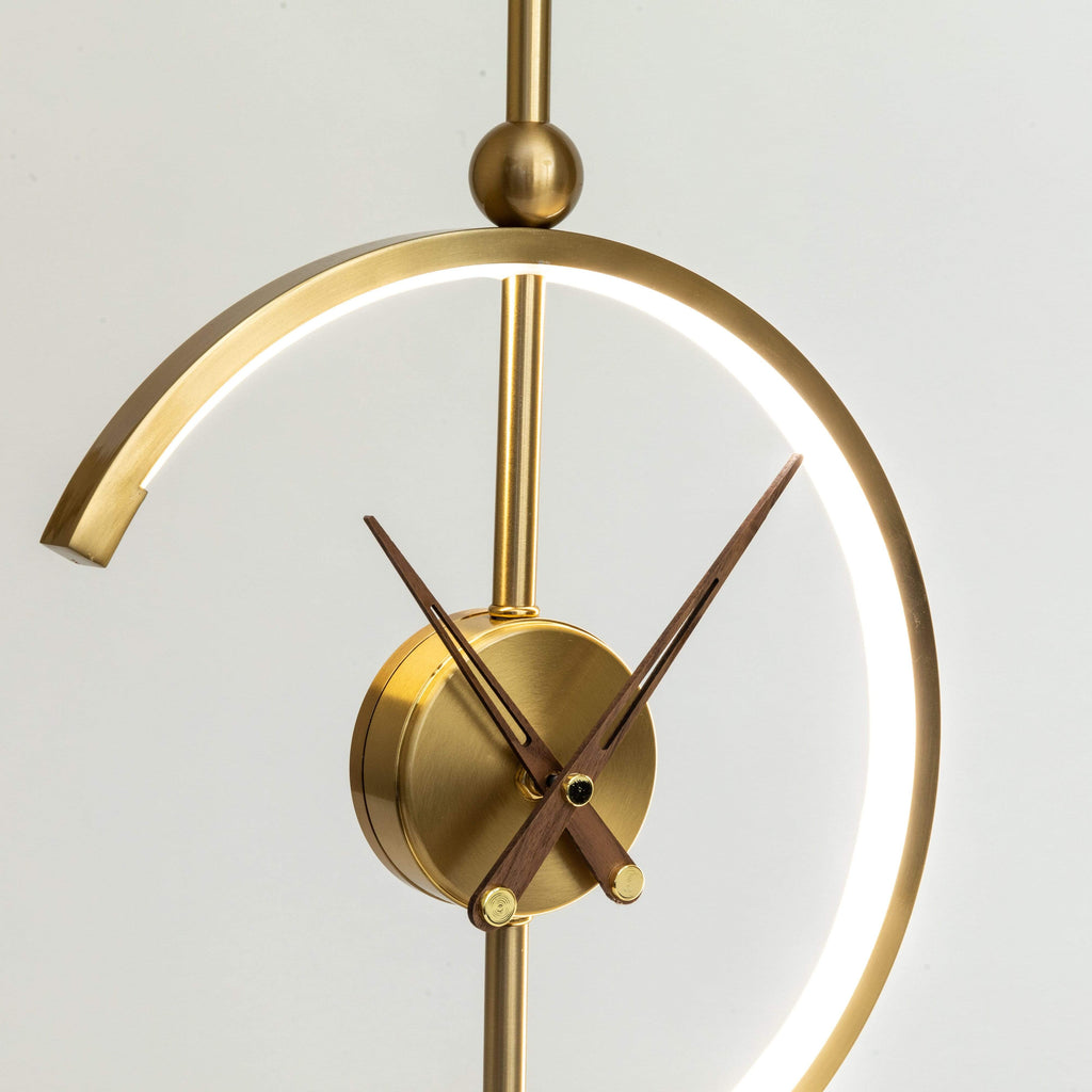LED Table Lamp With Clock And Wooden Base For Ambient Lighting