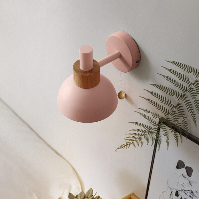 Nordic Colour-Block Wall Lamp with Pull-Cord Switch