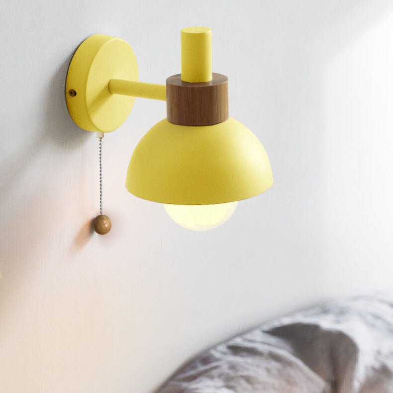 Nordic Colour-Block Wall Lamp with Pull-Cord Switch