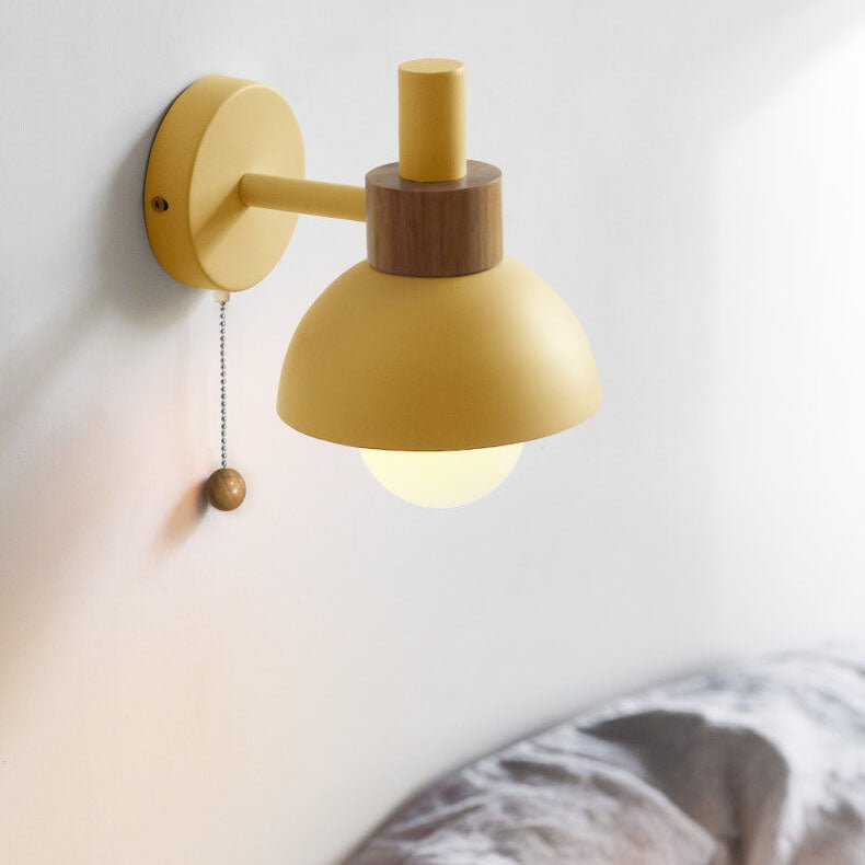 Nordic Colour-Block Wall Lamp with Pull-Cord Switch