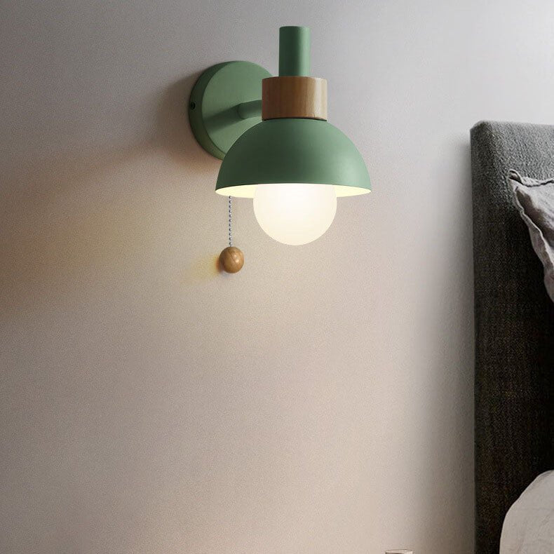 Nordic Colour-Block Wall Lamp with Pull-Cord Switch