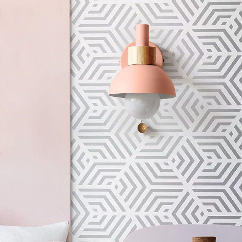 Nordic Colour-Block Wall Lamp with Pull-Cord Switch