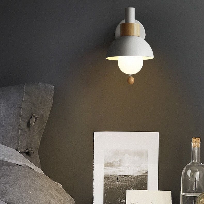 Nordic Colour-Block Wall Lamp with Pull-Cord Switch