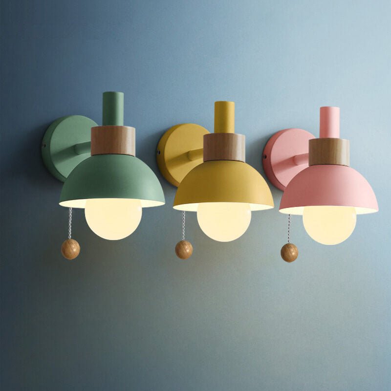 Nordic Colour-Block Wall Lamp with Pull-Cord Switch