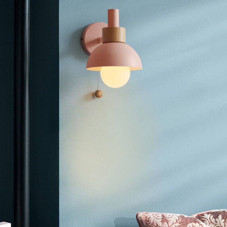 Nordic Colour-Block Wall Lamp with Pull-Cord Switch