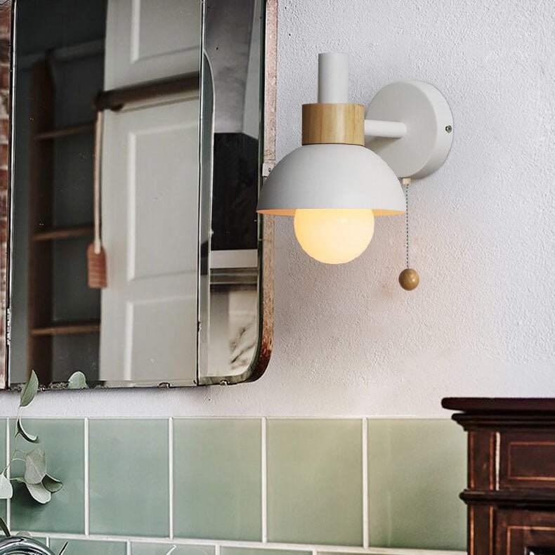 Nordic Colour-Block Wall Lamp with Pull-Cord Switch