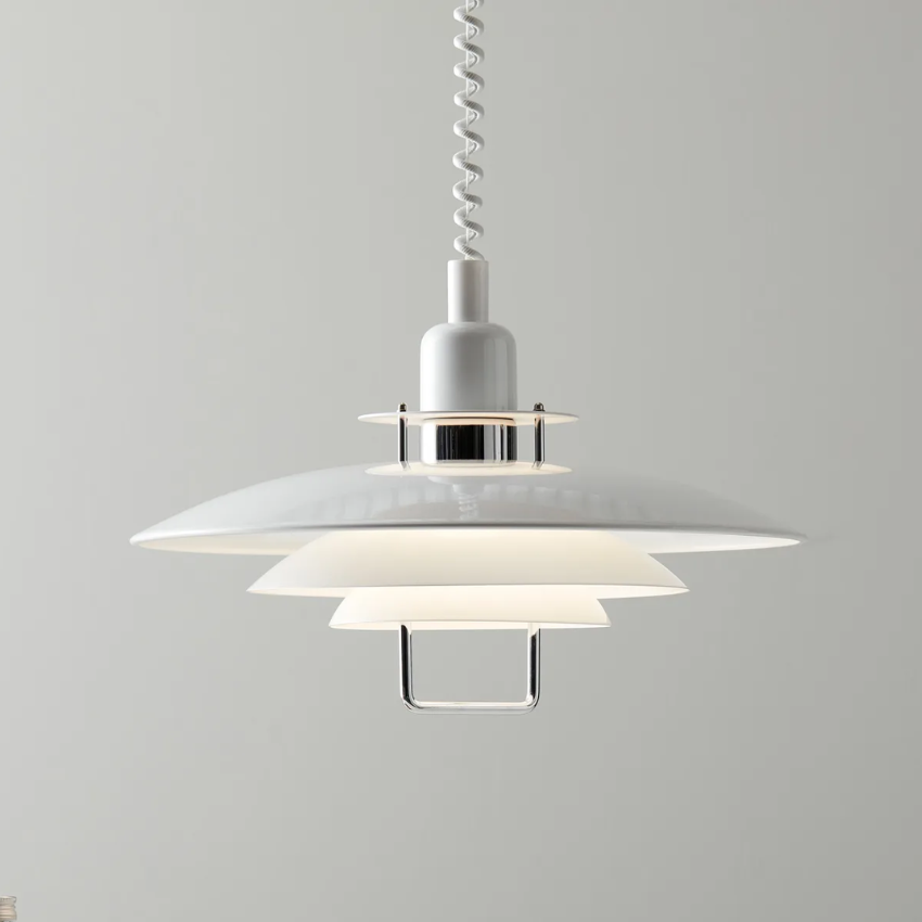Layered Metal Pendant Light With Downward Directed Geometric Shade
