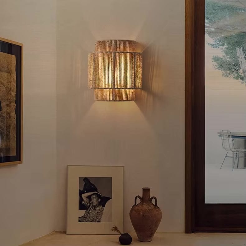 Handwoven Rattan And Bamboo Wall Light For Ambient Lighting