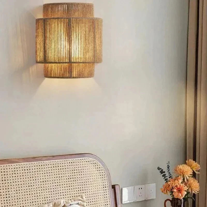 Handwoven Rattan And Bamboo Wall Light For Ambient Lighting