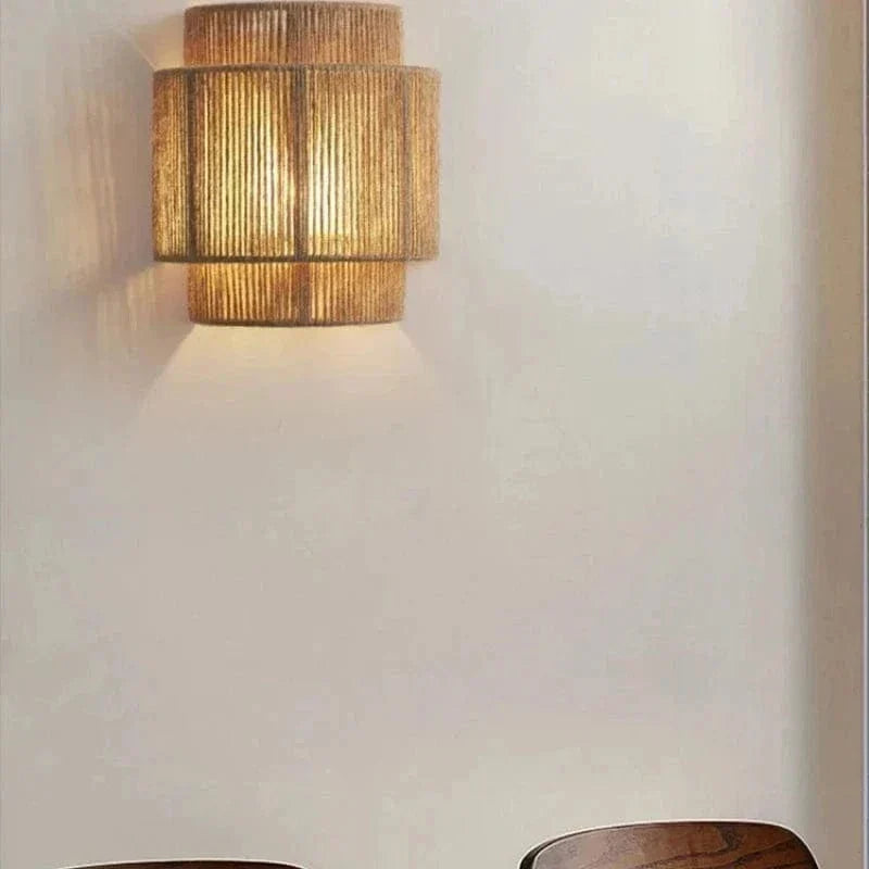 Handwoven Rattan And Bamboo Wall Light For Ambient Lighting