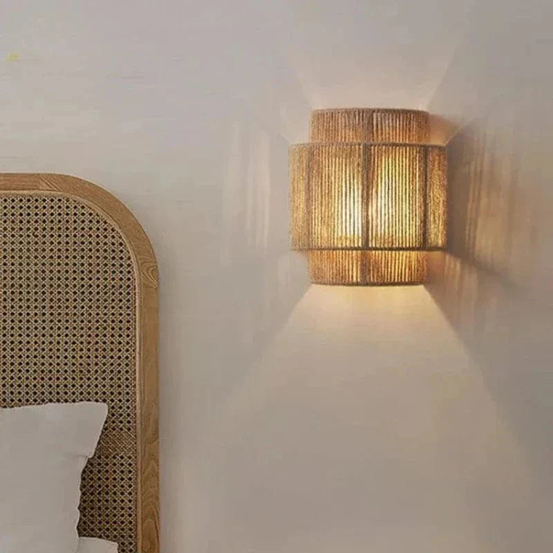 Handwoven Rattan And Bamboo Wall Light For Ambient Lighting