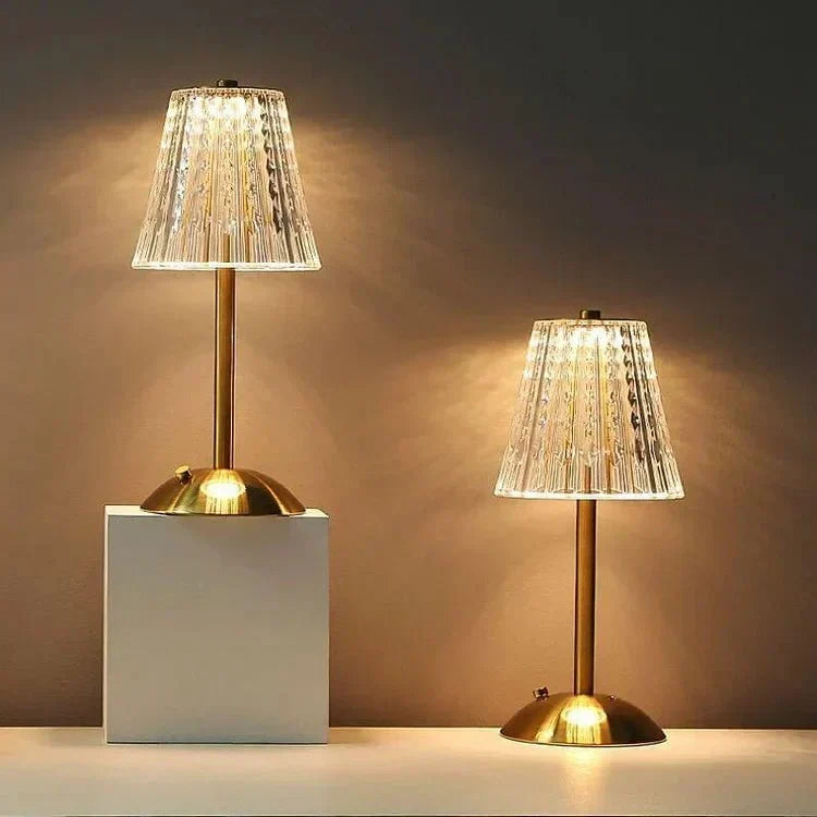 Rechargeable Touch Activated Crystal Table Lamp With Gold Finish