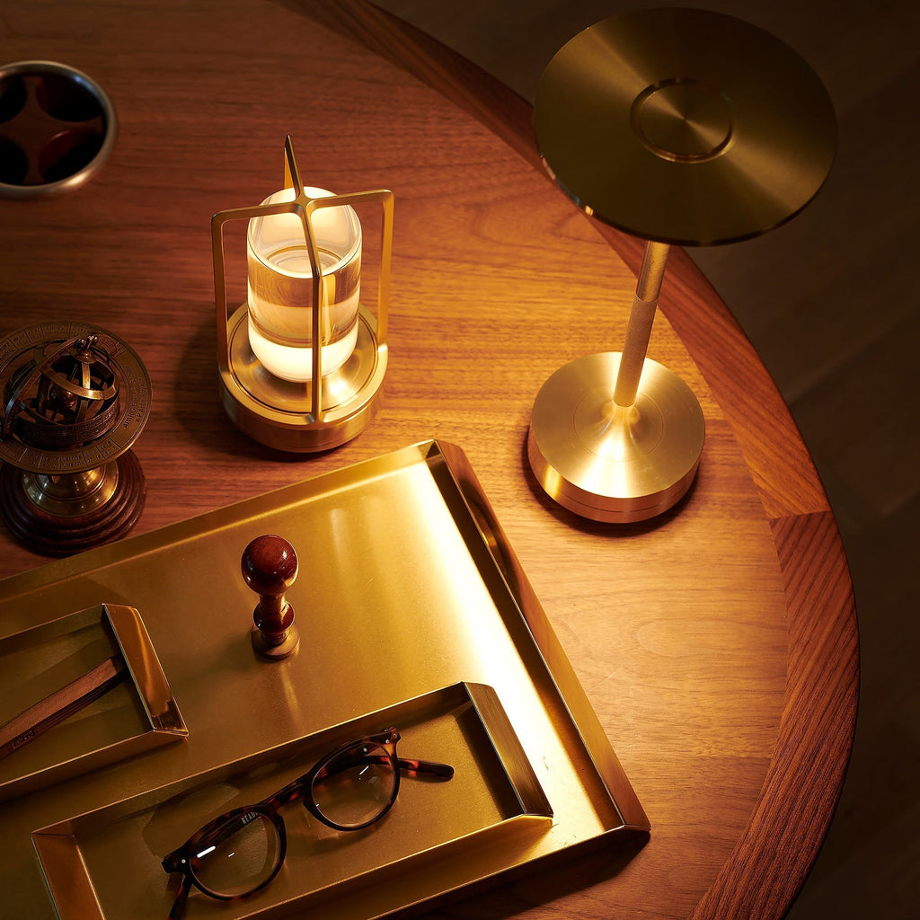 Modern Wireless Lantern Desk Lamp With Warm Ambient Lighting