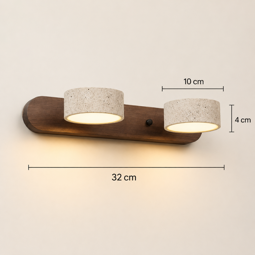 Modern Travertine Duo Wall Light for Bathroom, Hallway, or Bedroom