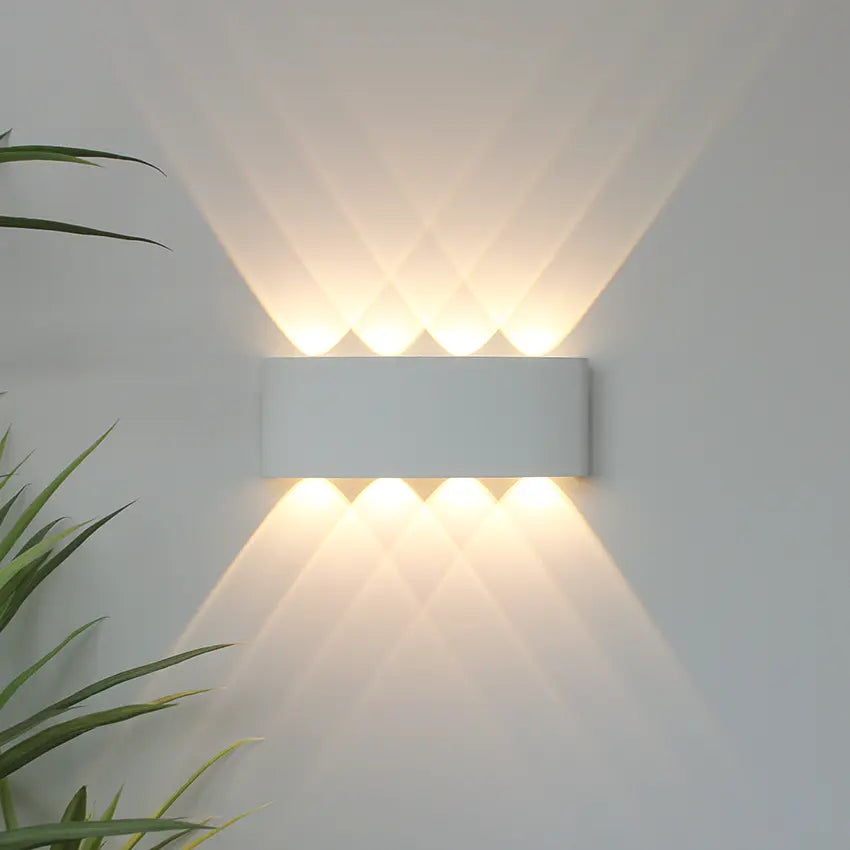 Geometric IP65 Outdoor Wall Light for Up and Down Garden Illumination