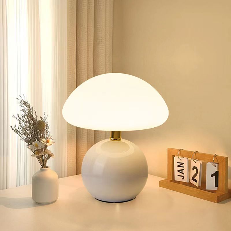 Modern Glass Mushroom Table Lamp for Ambient Bedside Lighting
